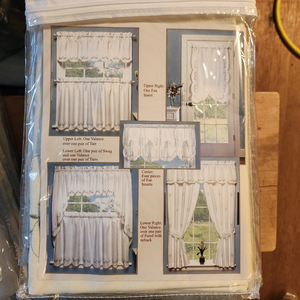 Forget Me Not Fine Embroidered Curtains - Cream Valance 60 x 14 New - Picture 6 of 6
